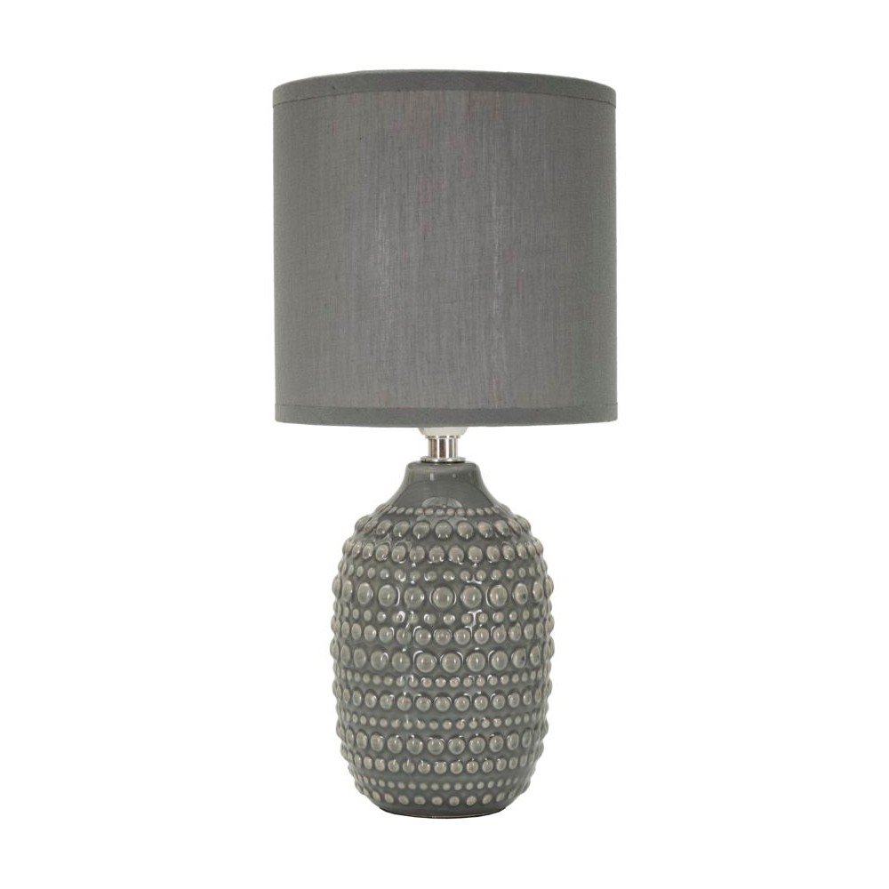 Szürke kerámia asztali lámpa textil búrával (magasság 30