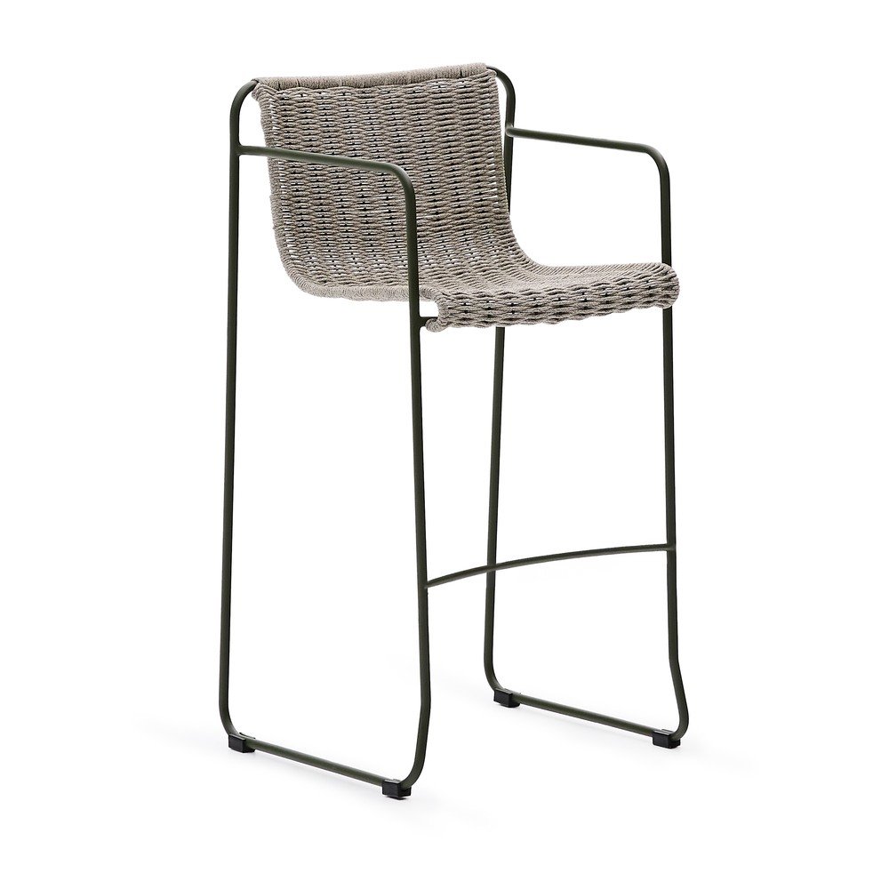 Szürkészöld fém kerti bárszék Maurina – Kave Home