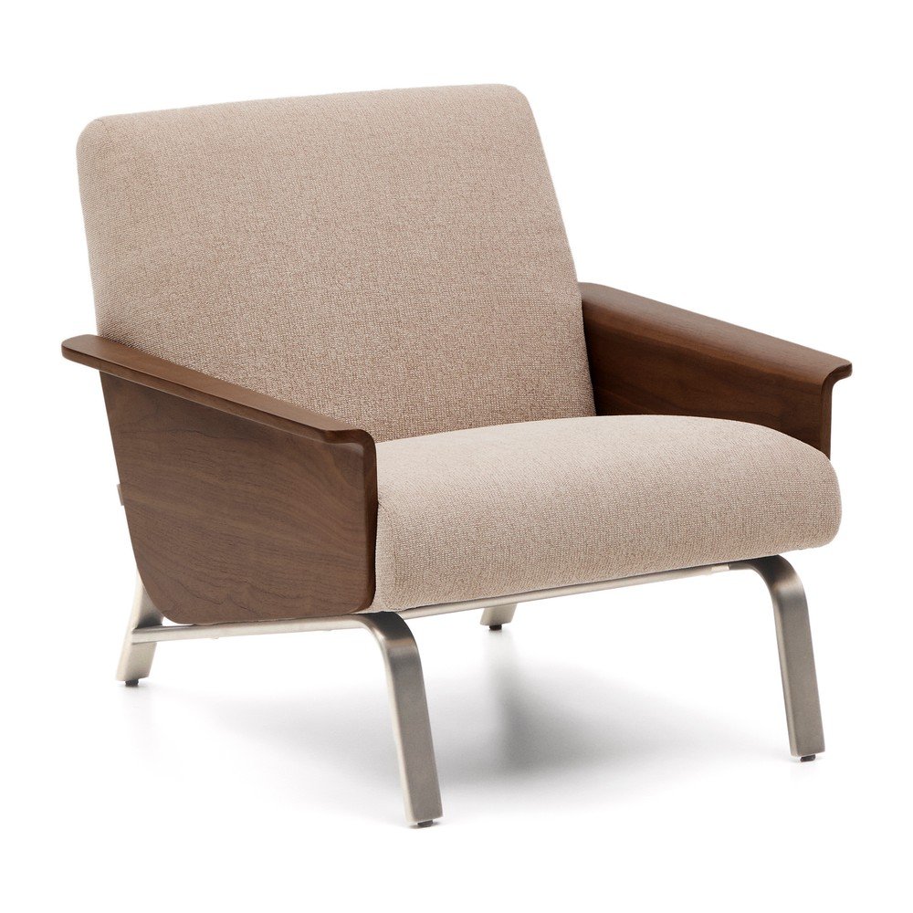 Világosbarna zsenília fotel Amsen – Kave Home