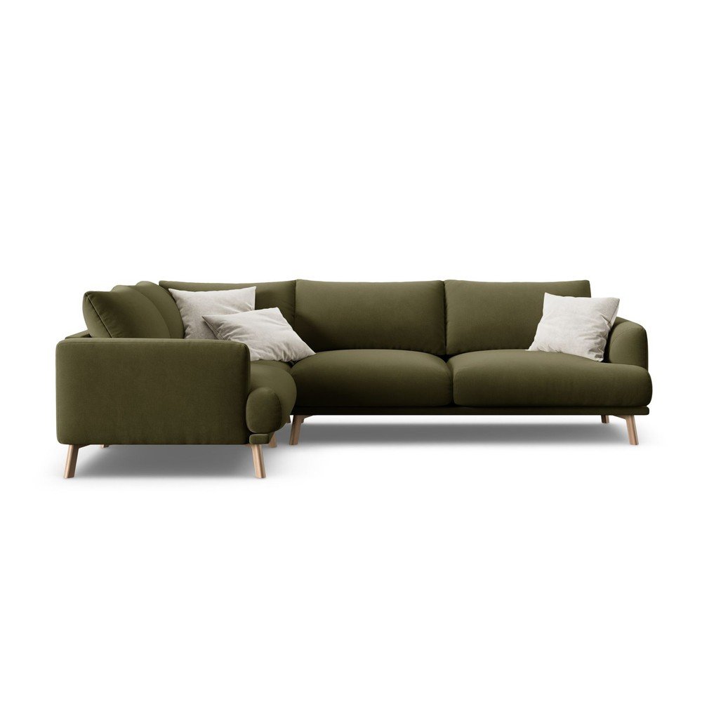 Zöld bársony sarokkanapé (bal oldali-L alakú) Naomi – Micadoni