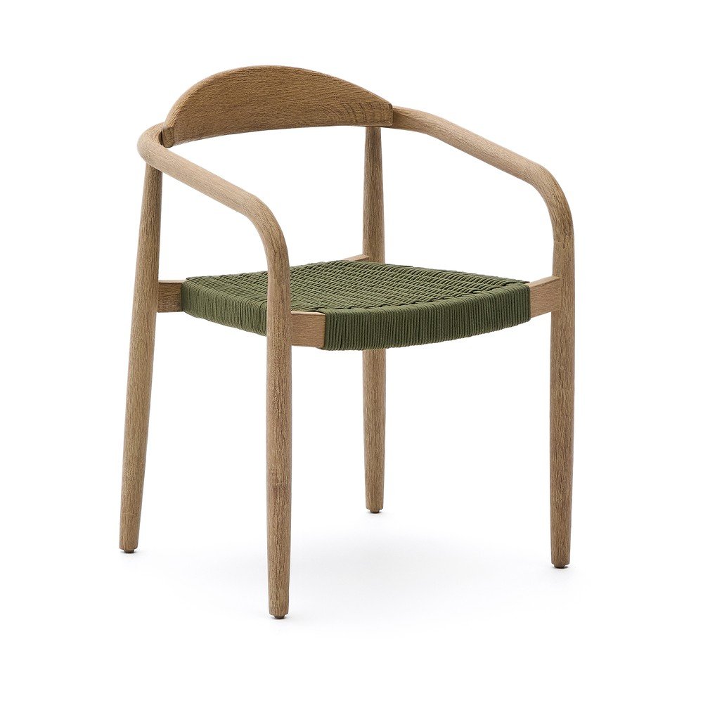 Zöld-natúr színű tömörfa étkezőfotel Nina – Kave Home