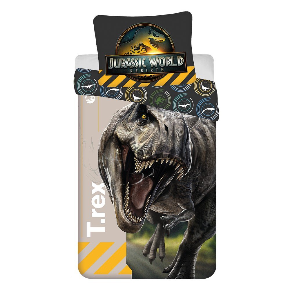 Egyszemélyes pamut gyerek ágyneműhuzat 140x200 cm Jurassic World "T-Rex" – Jerry Fabrics