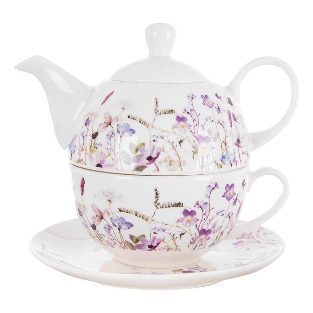 Fehér-lila porcelán teázó szett Louka – Orion