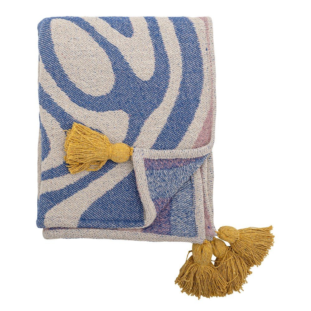 Kék pamutkeverék takaró 130x160 cm Arlie – Bloomingville