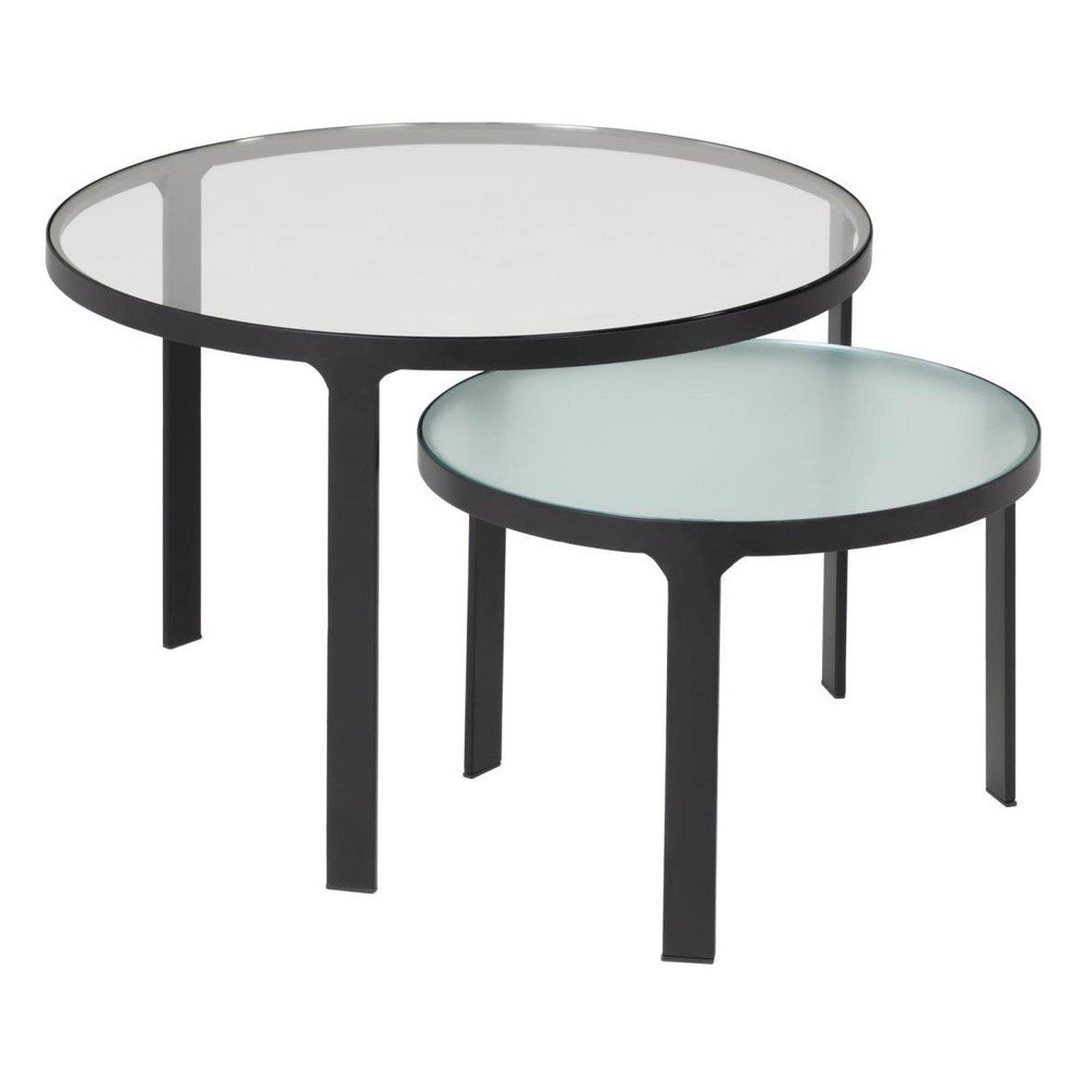 Kerek tárolóasztal szett 2 db-os üveg asztallappal ø 70 cm Oni – Kave Home