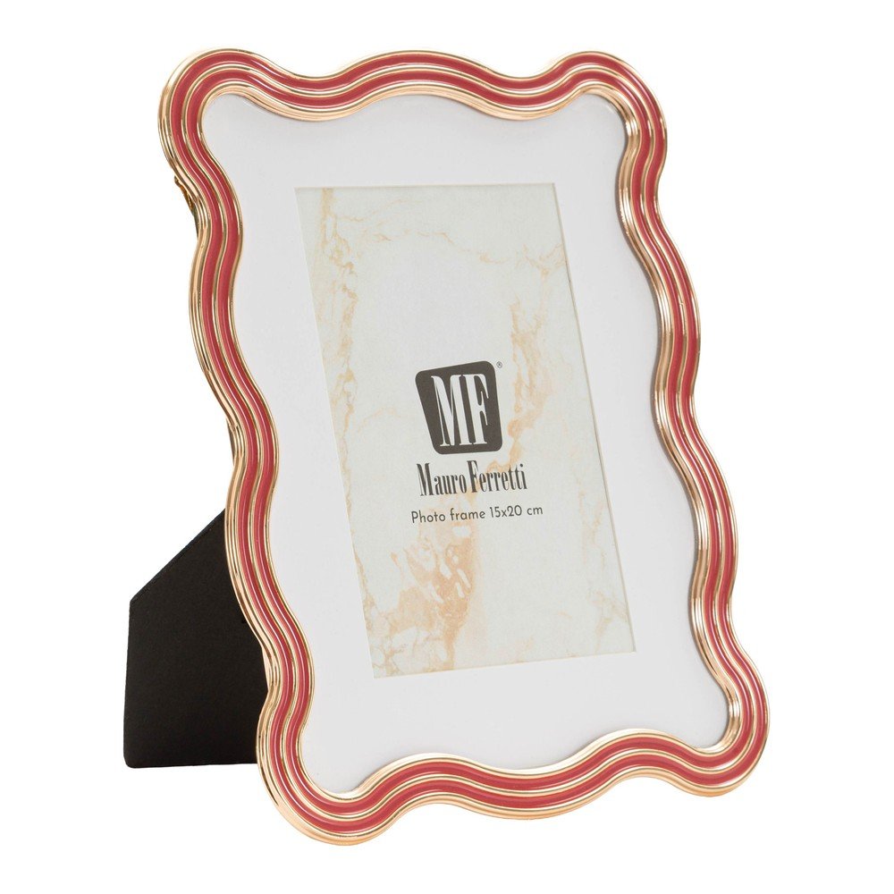 Piros-aranyszínű fém-üveg álló képkeret 17