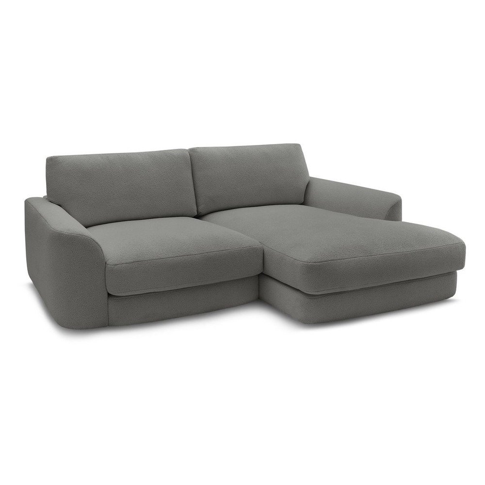 Sötétszürke buklé sarokkanapé (jobb oldali-heverő résszel) Leonore – Bobochic Paris