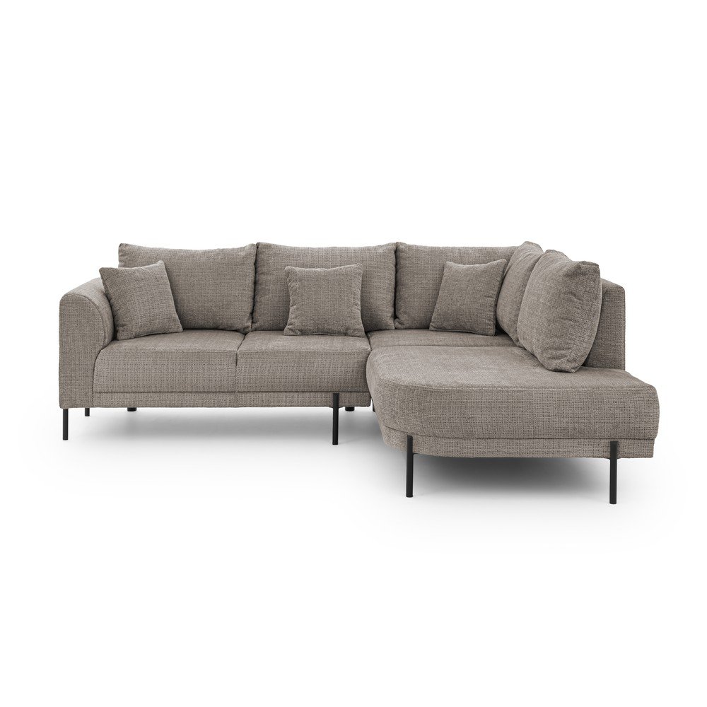 Szürkésbarna zsenília sarokkanapé (jobb oldali-L alakú) Mauris  – Ropez