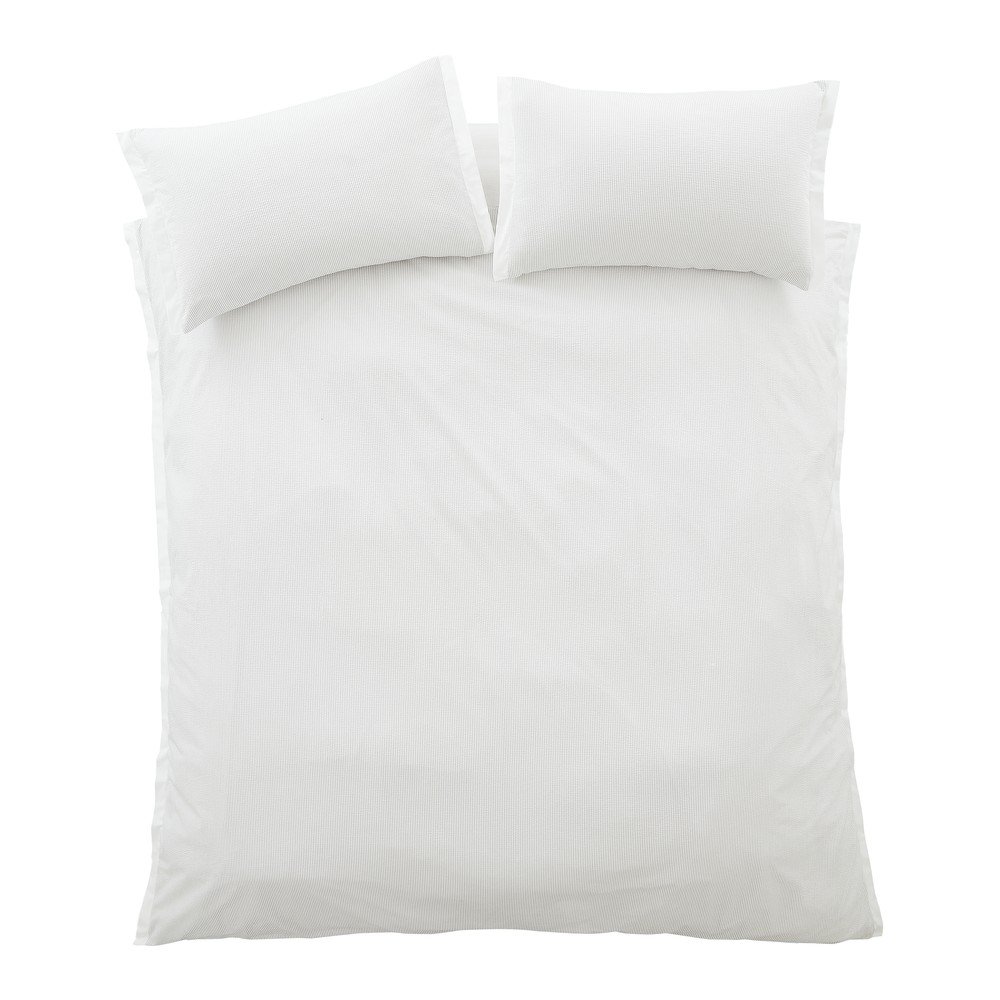 Világosszürke egyszemélyes pamut-perkál ágyneműhuzat 135x200 cm Seersucker Woven Stripe – Bianca