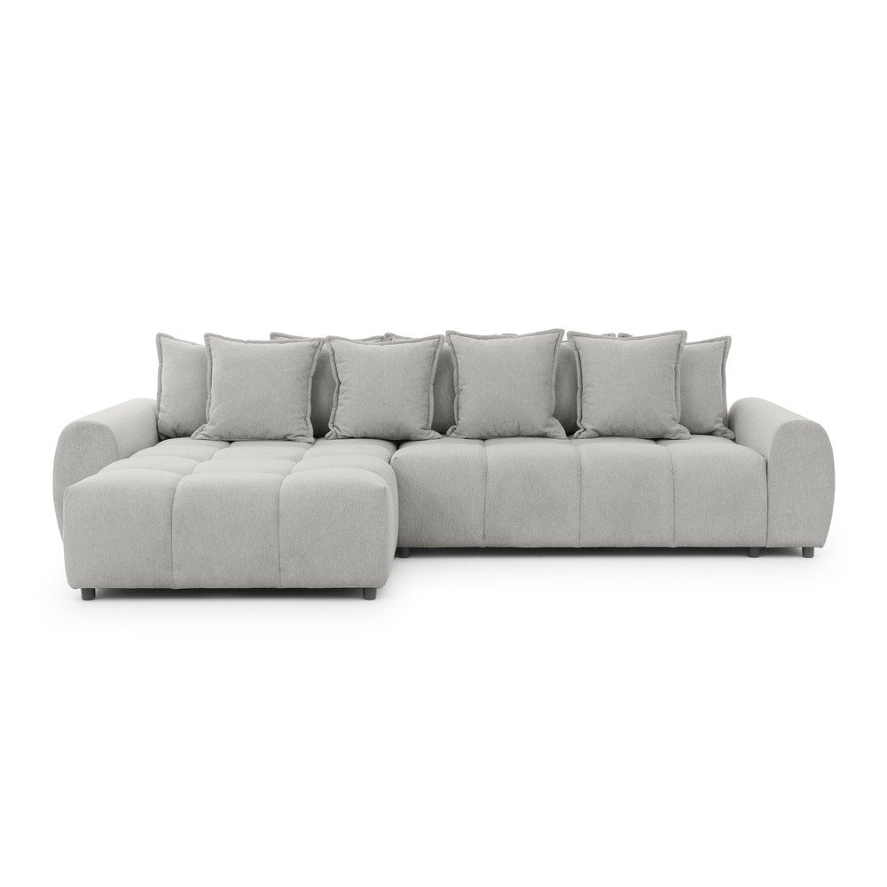 Világosszürke sarokkanapé (bal oldali-heverő résszel) Albane  – Ropez