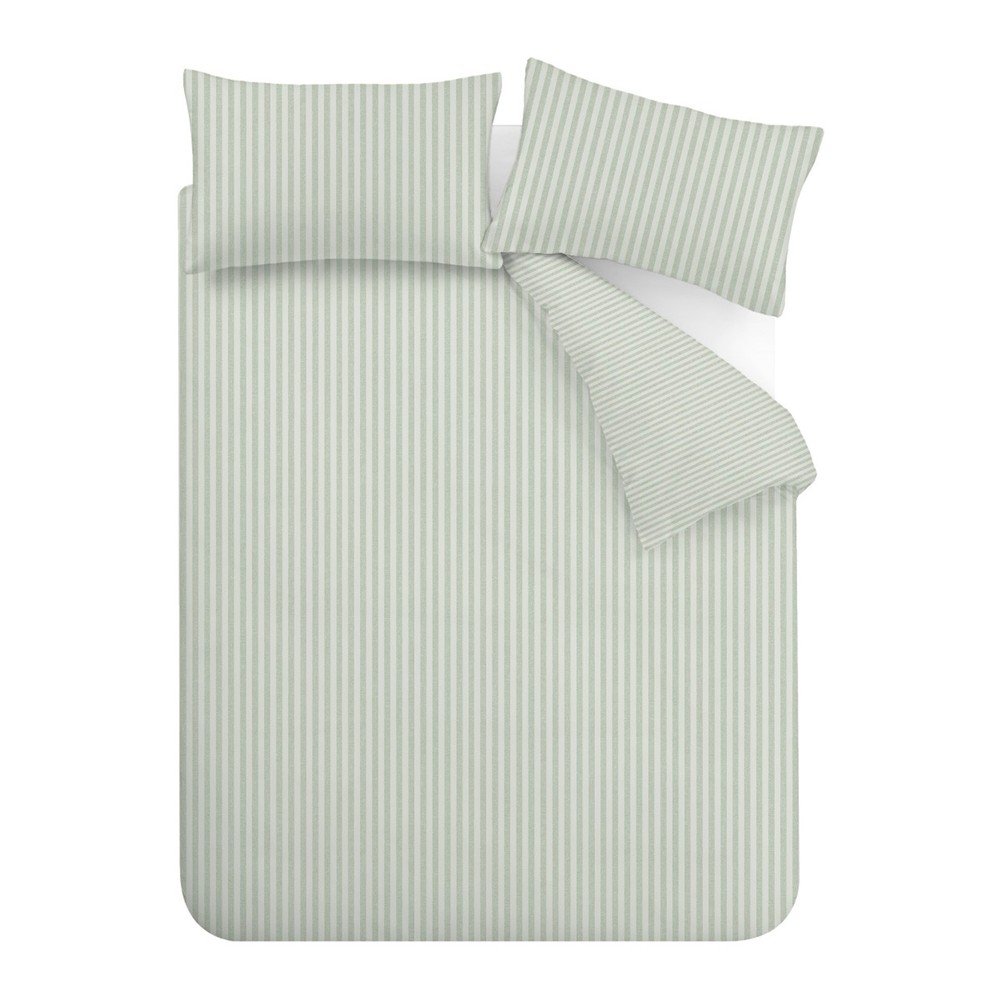 Zöld kétszemélyes-hosszabbított háromrészes ágyneműhuzat 230x220 cm Epping Textured Stripe – Catherine Lansfield